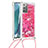 Samsung Galaxy Note 20 5G用シリコンケース ソフトタッチラバー ブリンブリン カバー 携帯ストラップ S03 サムスン ローズレッド