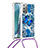 Samsung Galaxy Note 20 5G用シリコンケース ソフトタッチラバー ブリンブリン カバー 携帯ストラップ S02 サムスン ネイビー