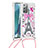 Samsung Galaxy Note 20 5G用シリコンケース ソフトタッチラバー ブリンブリン カバー 携帯ストラップ S02 サムスン ピンク