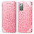 Samsung Galaxy Note 20 5G用手帳型 レザーケース スタンド パターン カバー S01D サムスン ローズゴールド