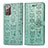 Samsung Galaxy Note 20 5G用手帳型 レザーケース スタンド パターン カバー S03D サムスン グリーン