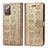 Samsung Galaxy Note 20 5G用手帳型 レザーケース スタンド パターン カバー S03D サムスン ゴールド