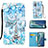 Samsung Galaxy Note 20 5G用手帳型 レザーケース スタンド パターン カバー Y02B サムスン ライトブルー