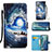 Samsung Galaxy Note 20 5G用手帳型 レザーケース スタンド パターン カバー Y02B サムスン ミッドナイトネイビー