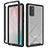 Samsung Galaxy Note 20 5G用360度 フルカバー ハイブリットバンパーケース クリア透明 プラスチック カバー ZJ1 サムスン ブラック