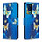 Samsung Galaxy Note 20 Ultra 5G用手帳型 レザーケース スタンド パターン カバー B03F サムスン ブルー