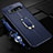 Samsung Galaxy S10 5G用シリコンケース ソフトタッチラバー レザー柄 アンド指輪 マグネット式 T02 サムスン ネイビー