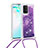 Samsung Galaxy S10 Lite用シリコンケース ソフトタッチラバー ブリンブリン カバー 携帯ストラップ S03 サムスン パープル