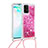 Samsung Galaxy S10 Lite用シリコンケース ソフトタッチラバー ブリンブリン カバー 携帯ストラップ S03 サムスン ローズレッド
