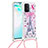 Samsung Galaxy S10 Lite用シリコンケース ソフトタッチラバー ブリンブリン カバー 携帯ストラップ S02 サムスン ピンク