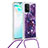 Samsung Galaxy S10 Lite用シリコンケース ソフトタッチラバー ブリンブリン カバー 携帯ストラップ S02 サムスン パープル