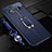 Samsung Galaxy S10 Plus用シリコンケース ソフトタッチラバー レザー柄 アンド指輪 マグネット式 T02 サムスン ネイビー