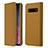 Samsung Galaxy S10 Plus用手帳型 レザーケース スタンド カバー T03 サムスン オレンジ