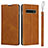 Samsung Galaxy S10 Plus用手帳型 レザーケース スタンド カバー T11 サムスン オレンジ