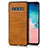 Samsung Galaxy S10 Plus用ケース 高級感 手触り良いレザー柄 R06 サムスン オレンジ