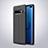 Samsung Galaxy S10 Plus用シリコンケース ソフトタッチラバー レザー柄 カバー H02 サムスン ブラック