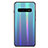 Samsung Galaxy S10 Plus用ハイブリットバンパーケース プラスチック 鏡面 虹 グラデーション 勾配色 カバー A02 サムスン ブルー