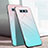 Samsung Galaxy S10e用ハイブリットバンパーケース プラスチック 鏡面 虹 グラデーション 勾配色 カバー H02 サムスン シアン