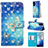 Samsung Galaxy S20 5G用手帳型 レザーケース スタンド パターン カバー Y03B サムスン ブルー
