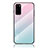 Samsung Galaxy S20 5G用ハイブリットバンパーケース プラスチック 鏡面 虹 グラデーション 勾配色 カバー LS1 サムスン シアン
