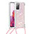 Samsung Galaxy S20 FE 5G用シリコンケース ソフトタッチラバー ブリンブリン カバー 携帯ストラップ S03 サムスン ピンク