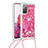 Samsung Galaxy S20 FE 5G用シリコンケース ソフトタッチラバー ブリンブリン カバー 携帯ストラップ S03 サムスン ローズレッド