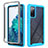 Samsung Galaxy S20 Lite 5G用360度 フルカバー ハイブリットバンパーケース クリア透明 プラスチック カバー ZJ3 サムスン ブルー