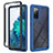 Samsung Galaxy S20 Lite 5G用360度 フルカバー ハイブリットバンパーケース クリア透明 プラスチック カバー ZJ3 サムスン ネイビー