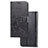 Samsung Galaxy S20 Plus 5G用手帳型 レザーケース スタンド 花 カバー サムスン ブラック