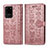 Samsung Galaxy S20 Ultra用手帳型 レザーケース スタンド パターン カバー S03D サムスン ピンク
