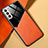 Samsung Galaxy S21 5G用シリコンケース ソフトタッチラバー レザー柄 カバー S01 サムスン オレンジ