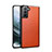 Samsung Galaxy S21 5G用ケース 高級感 手触り良いレザー柄 S01 サムスン オレンジ