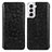 Samsung Galaxy S21 5G用手帳型 レザーケース スタンド パターン カバー サムスン ブラック