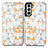 Samsung Galaxy S21 5G用手帳型 レザーケース スタンド パターン カバー S02D サムスン ホワイト