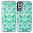 Samsung Galaxy S21 5G用手帳型 レザーケース スタンド パターン カバー S02D サムスン グリーン