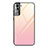 Samsung Galaxy S21 5G用ハイブリットバンパーケース プラスチック 鏡面 虹 グラデーション 勾配色 カバー サムスン ピンク