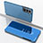 Samsung Galaxy S21 5G用手帳型 レザーケース スタンド 鏡面 カバー M01 サムスン ブルー