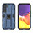Samsung Galaxy S21 FE 5G用ハイブリットバンパーケース スタンド プラスチック 兼シリコーン カバー マグネット式 A03 サムスン ネイビー