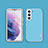 Samsung Galaxy S21 Plus 5G用シリコンケース ソフトタッチラバー レザー柄 カバー S04 サムスン ブルー