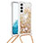 Samsung Galaxy S21 Plus 5G用シリコンケース ソフトタッチラバー バタフライ パターン カバー Y03B サムスン ゴールド