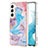 Samsung Galaxy S21 Plus 5G用シリコンケース ソフトタッチラバー バタフライ パターン カバー A01 サムスン ネイビー
