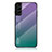 Samsung Galaxy S21 Plus 5G用ハイブリットバンパーケース プラスチック 鏡面 虹 グラデーション 勾配色 カバー M02 サムスン パープル