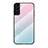 Samsung Galaxy S21 Plus 5G用ハイブリットバンパーケース プラスチック 鏡面 虹 グラデーション 勾配色 カバー M02 サムスン シアン