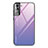 Samsung Galaxy S21 Plus 5G用ハイブリットバンパーケース プラスチック 鏡面 虹 グラデーション 勾配色 カバー サムスン ラベンダー