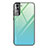 Samsung Galaxy S21 Plus 5G用ハイブリットバンパーケース プラスチック 鏡面 虹 グラデーション 勾配色 カバー サムスン ライトグリーン