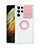 Samsung Galaxy S21 Ultra 5G用極薄ソフトケース シリコンケース 耐衝撃 全面保護 クリア透明 アンド指輪 S02 サムスン ピンク