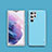 Samsung Galaxy S21 Ultra 5G用シリコンケース ソフトタッチラバー レザー柄 カバー S04 サムスン ブルー