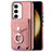 Samsung Galaxy S23 5G用シリコンケース ソフトタッチラバー レザー柄 カバー SD7 サムスン ピンク