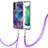 Samsung Galaxy S23 5G用シリコンケース ソフトタッチラバー バタフライ パターン カバー 携帯ストラップ YB7 サムスン パープル