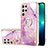 Samsung Galaxy S23 Ultra 5G用シリコンケース ソフトタッチラバー バタフライ パターン カバー Y16B サムスン ラベンダー